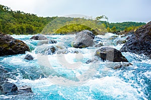 Clear blue mountain river