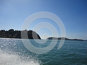 Clear blue skies with islands and blue oceans