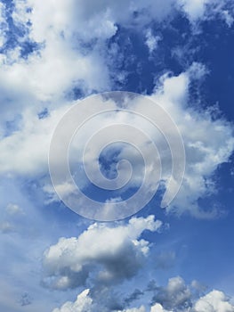 clear blue sky background,clouds with background, Blue sky background with tiny clouds. White fluffy clouds in the blue sky. photo