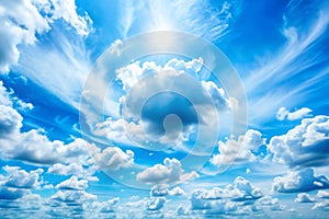 Clear Blue Sky Background Natural Gradient Sky with Soft Clouds photo