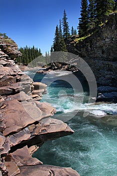 Clear blue sky over the Sheep River,Alberta