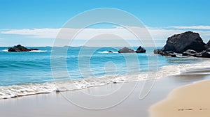 Clear blue sky over a tranquil beach in nature background