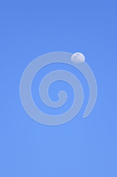 Clear blue sky which has half moon & x28;can used as background& x29;