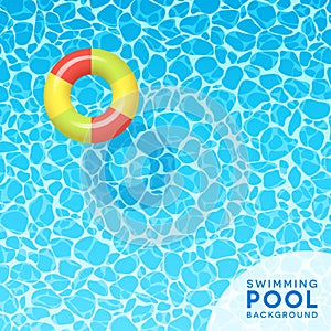 Clear blue swimming pool water background with floating pool toy