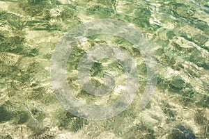 Clear blue transparent beach water background