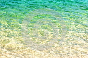 Clear blue transparent beach water background