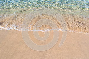 Clear blue transparent tropical summer beach water background