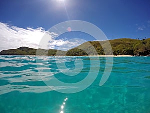 Clear blue water in Fiji