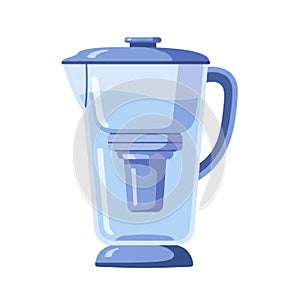 Clear Blue Water Filter Pitcher on White Background