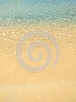 Clear blue water and sand on the beach