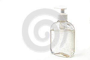 Hydroalcoholic gel bottle with hands for deep medical cleaning photo