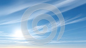 Bright Sun Shining Through Wispy Clouds in a Clear Blue Sky