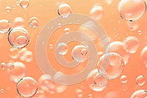 Clear bubbles on aesthetic Peach Fuzz background