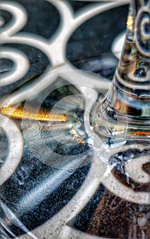Clear Champagne glass stem closeup