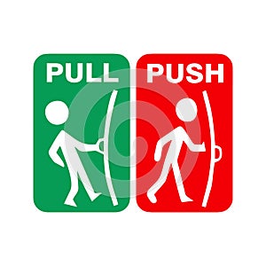 Push and Pull Door Signs Vector Illustration