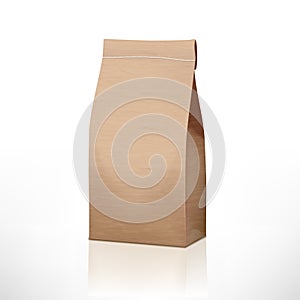 Clear Craft Paper Bag Pack Isolated On White
