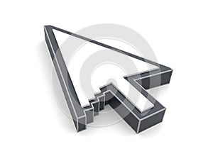 Classic computer cursor arrow icon representing selection and navigation in digital interfaces isolated on white background