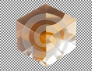 Clear Crystal Cube on Checkered Background