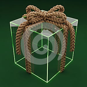 Clear cube with braided rope inside
