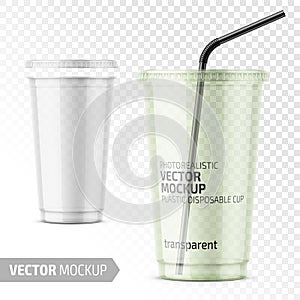 Clear disposable plastic cup with lid.