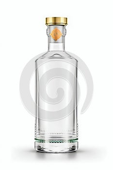 Clear empty gin bottle. Generative AI