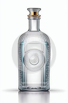 Clear empty gin bottle. Generative AI