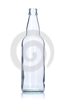 Clear empty glass bottle