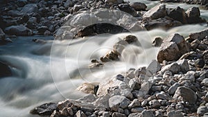 Clear fresh mountain river flowing over rocks, Mieming, Tirol, Austria