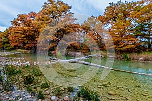 Clear Frio River with Cross in water at Garner State Park, Texas