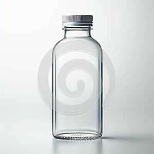 Clear glass bottle A sleek, rectangular bottle with a screw to