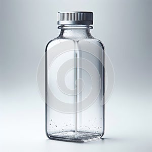 Clear glass bottle A sleek, rectangular bottle with a screw to
