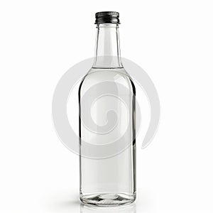 Clear glass bottle on white background