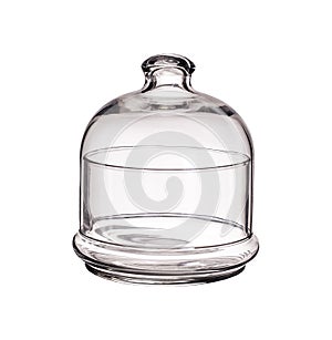 Clear glass container with lid isolated