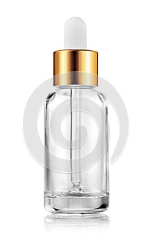 Clear glass serum bottle for cosmetic products design mock-up