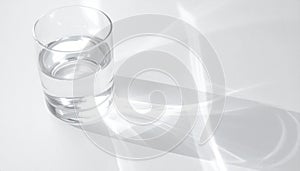 Clear Glass of Water with Caustic Light Refractions