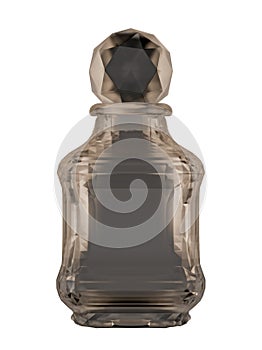 Clear glass and yellow bottle for liquor, fragrance or potion photo