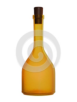 Clear glass and yellow bottle for liquor poison or potion photo