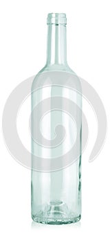 Clear Green Wine Bottle isolated white background with clipping path