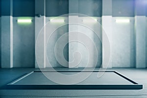 Clear illuminated loft interior with empty wall