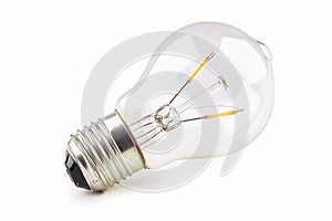 Clear Incandescent Light Bulb Against White Background