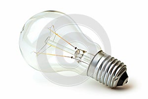 Clear Incandescent Light Bulb Against White Background