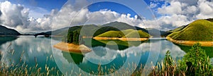 The clear lake with blue sky