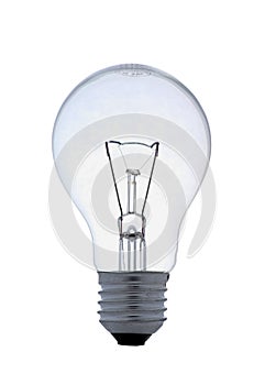 Clear lightbulb on white