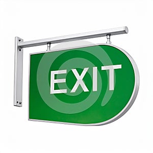 Green Exit Sign Isolated on a White Background
