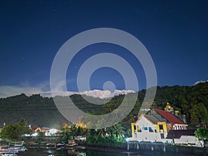 Night atmosphere in the fishing village photo