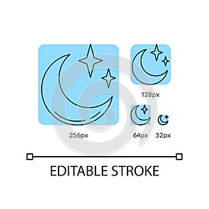 Clear night sky turquoise linear icons set