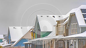 Clear Panorama Snow topped homes in Daybreak during winter