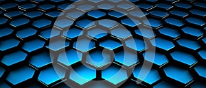 Clear pattern abstract background hexagon black and blue, wallpaper futuristic