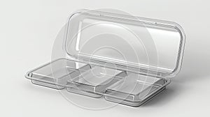 Clear plastic organizer box with three compartments