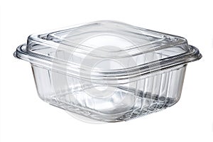 Empty Clear Plastic Food Container with Lid Isolated on White
